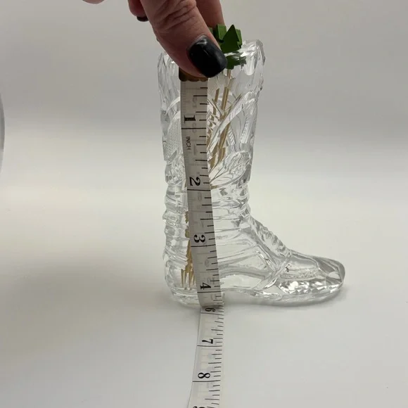 Elegant Clear Boot-Shaped Glass Vase - Store toothpicks or matches - Picture 4 of 5